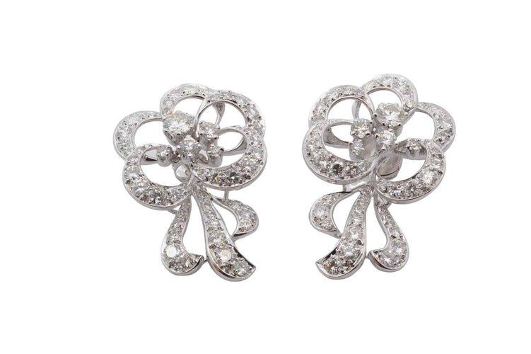 Boucles d'oreilles Boucles d’oreilles années 1950 en platine et or blanc, diamants 58 Facettes 24951b