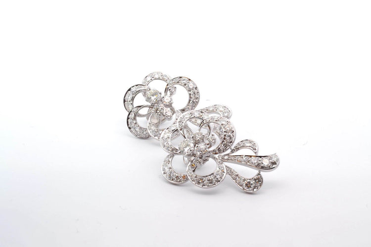 Boucles d'oreilles Boucles d’oreilles années 1950 en platine et or blanc, diamants 58 Facettes 24951b