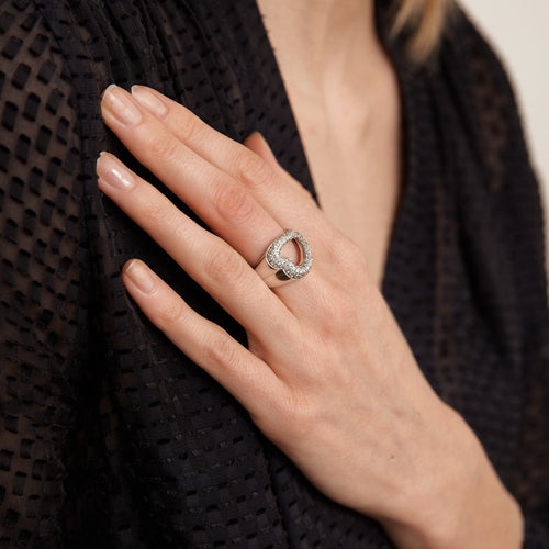 Bague 50 Bague Coeur pavage Diamants 58 Facettes DV0120-1