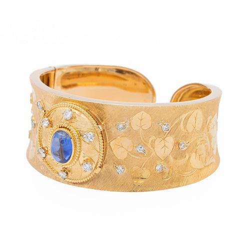 Bracelet Bracelet manchette en or rose avec saphir et diamants 58 Facettes 2499287CN