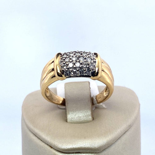 Yüzük 62 18 ayar sarı altından 0,44 ct pırlanta taşlı pavé yüzük 58 Facettes 250001