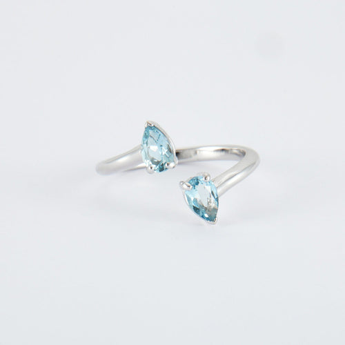 Bague 55 Bague croisée Aigue-marine 58 Facettes DV0187-3