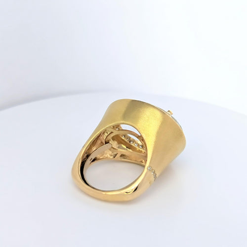 Bague 55 Bague cocktail en or jaune 18 carats, diamants et topaze bleue 58 Facettes 25024