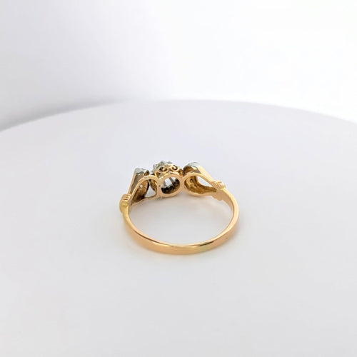 Bague 57 Bague Art déco en or jaune et or blanc sertie de diamants 58 Facettes 25038