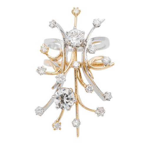 Bague 54.5 Bague ajourée en or jaune, rose et blanc 18 carats avec diamants 58 Facettes 2513757CN