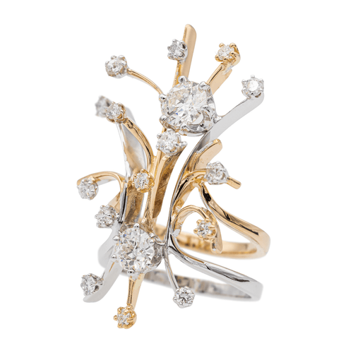 Bague 54.5 Bague ajourée en or jaune, rose et blanc 18 carats avec diamants 58 Facettes 2513757CN