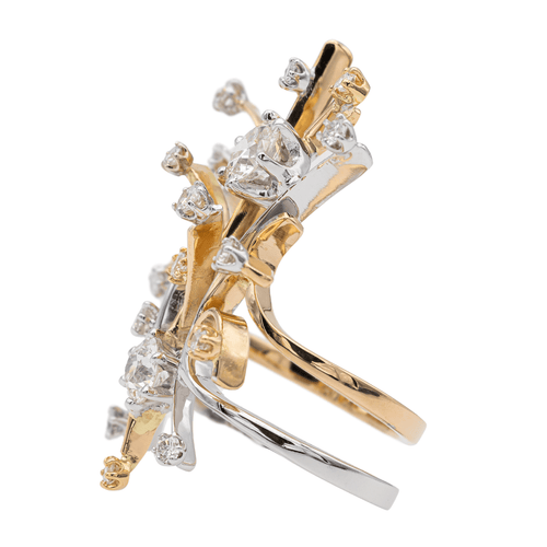 Bague 54.5 Bague ajourée en or jaune, rose et blanc 18 carats avec diamants 58 Facettes 2513757CN