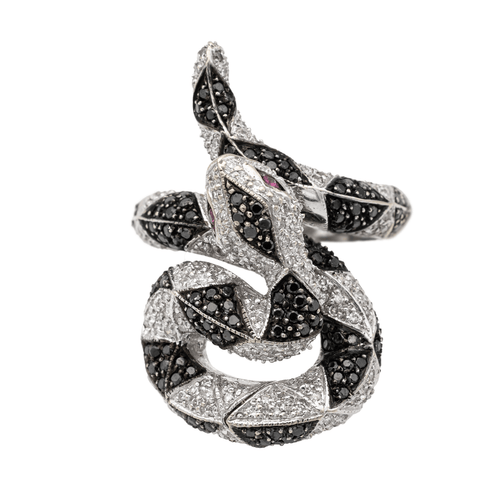 Bague 53 Bague serpent en or blanc 18 carats pavée de diamants 58 Facettes 2529124CN