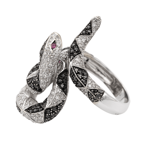 Bague 53 Bague serpent en or blanc 18 carats pavée de diamants 58 Facettes 2529124CN