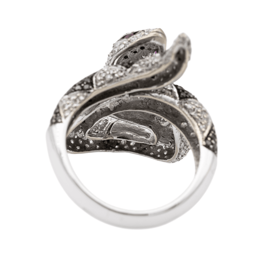 Bague 53 Bague serpent en or blanc 18 carats pavée de diamants 58 Facettes 2529124CN