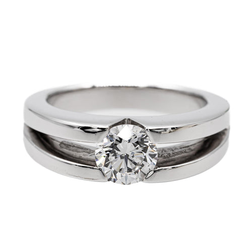 Bague 49 Bague solitaire en or blanc 18 carats avec diamant 0,80 ct 58 Facettes 2529125CN