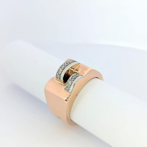 Bague 56 Bague Tank en or rose 18 carats et diamants 58 Facettes 25376