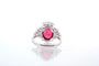 Bague 53 Bague en or blanc avec tourmaline cabochon et diamants 58 Facettes 25428 25449