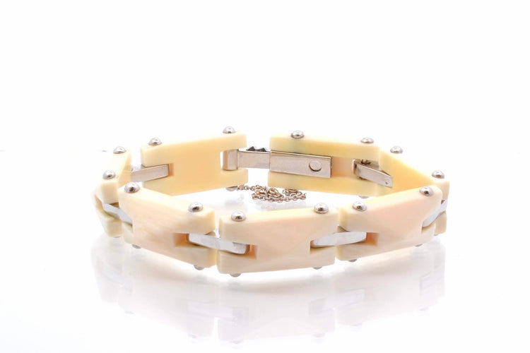 Bracelet Bracelet Art déco en platine et bakélite 58 Facettes 25435