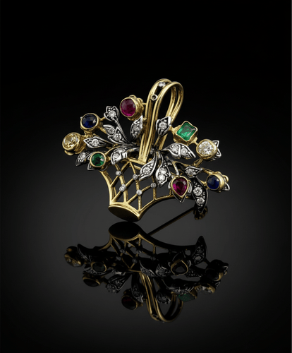 Pendentif Spilla-pendentif - Cestino fiorito en or 18 carats avec diamants 58 Facettes