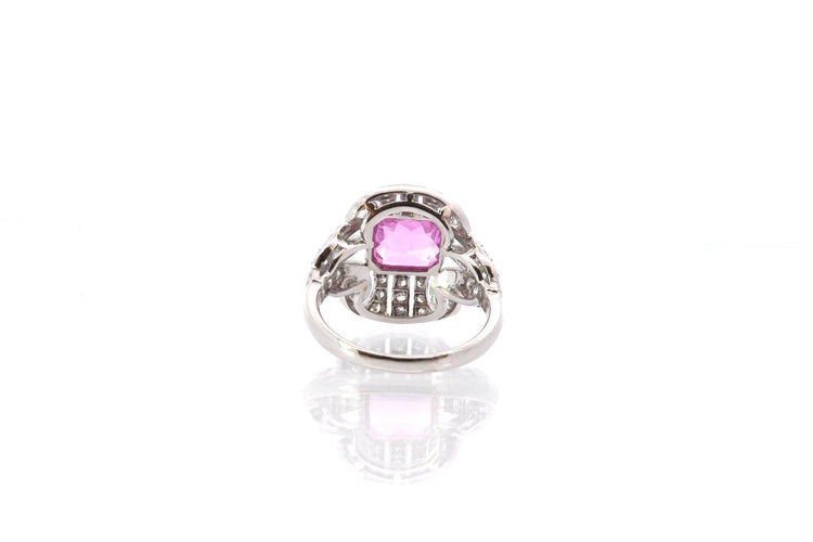 Bague 52 Bague en platine avec saphir rose et diamants 58 Facettes 25552 25293