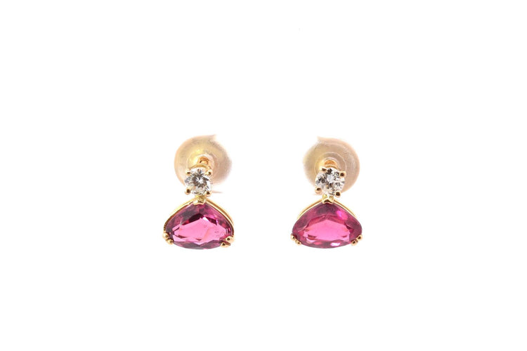 Boucles d'oreilles Boucles d'oreilles en or jaune 18k tourmalines et diamants 58 Facettes 25601