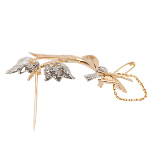 Broche Broche rétro motifs fleurs en or rose et jaune, platine et diamants 58 Facettes 2569092CN