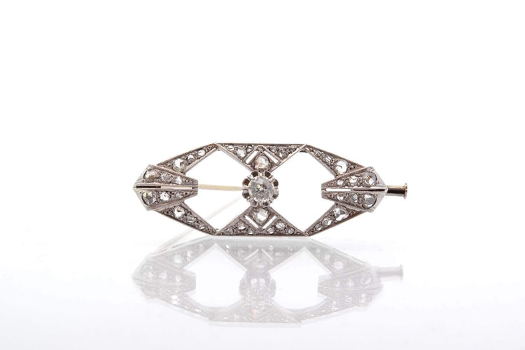 Broche Broche Art déco 1920 en or et platine avec diamants 58 Facettes 25692