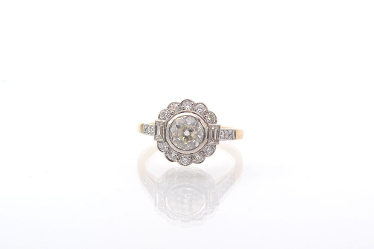 Bague 53 Bague vintage en or 18k et platine avec diamants 58 Facettes 25714 25579