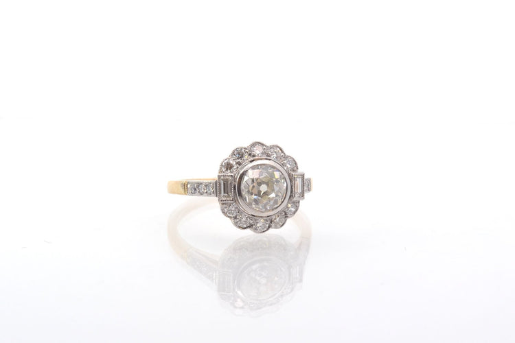 Bague 53 Bague vintage en or 18k et platine avec diamants 58 Facettes 25714 25579