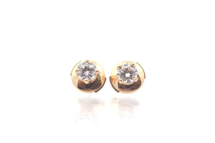 Boucles d'oreilles Puces d’oreilles - Or jaune 18k et diamants 0,56 ct 58 Facettes 25731 25704d