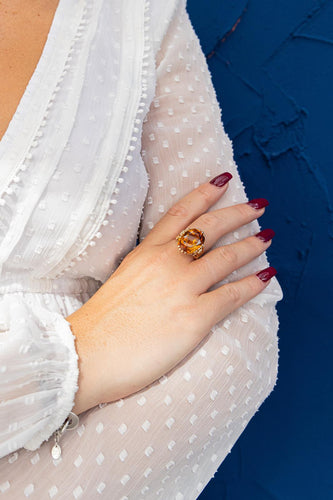 Bague 57 Bague cocktail en or jaune sertie d’une citrine 58 Facettes 2584629CN