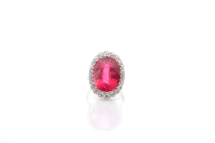Bague 53 Bague tourmaline 10,87 ct et diamants en platine 58 Facettes 25878-26585