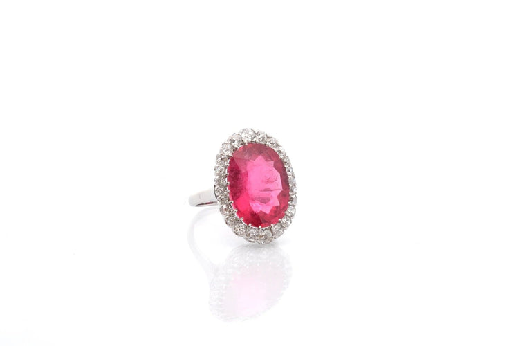 Bague 53 Bague tourmaline 10,87 ct et diamants en platine 58 Facettes 25878-26585
