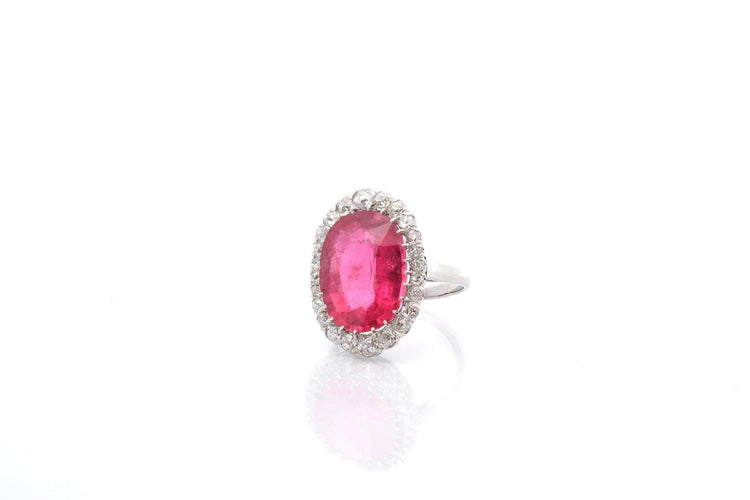 Bague 53 Bague tourmaline 10,87 ct et diamants en platine 58 Facettes 25878-26585