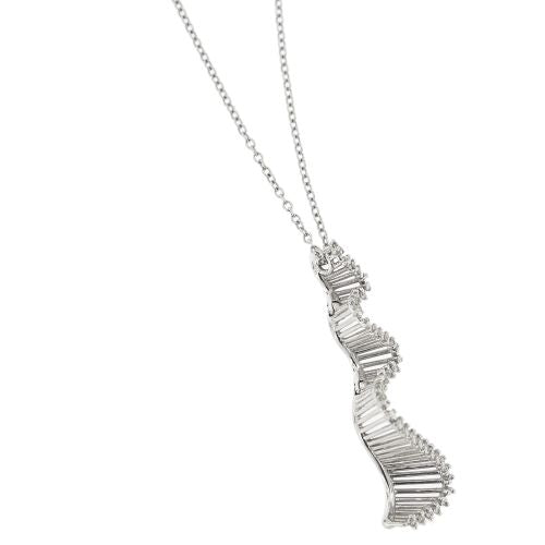 Collier Collier - Pendentif vague en or blanc 18 ct et diamants 58 Facettes 25928