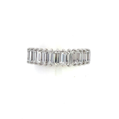 Bague 56 Bague demi-éternité en platine avec diamants baguette 58 Facettes