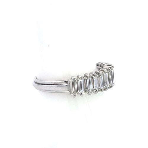Bague 56 Bague demi-éternité en platine avec diamants baguette 58 Facettes