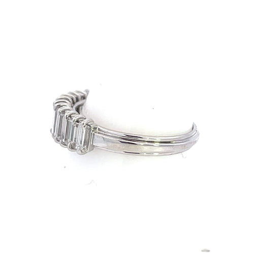 Bague 56 Bague demi-éternité en platine avec diamants baguette 58 Facettes