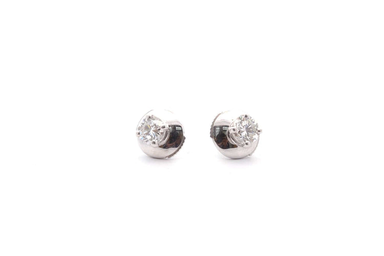Boucles d'oreilles Puces d’oreilles en or blanc 18k et diamants 0,54 ct 58 Facettes 26111-D
