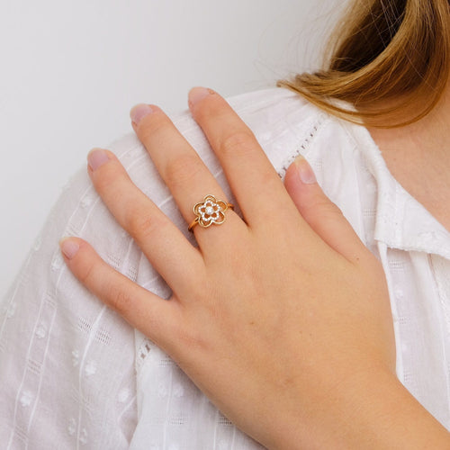 Bague 55 Bague Fleur Diamants 58 Facettes DV0014-3