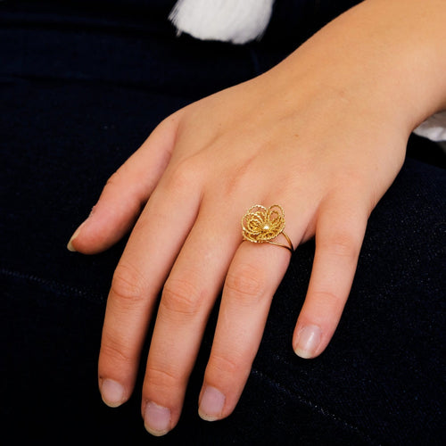 Bague 51 Bague Fleur fils d'or tressé 58 Facettes DV0014-2