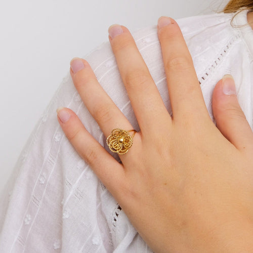 Bague 51 Bague Fleur fils d'or tressé 58 Facettes DV0014-2