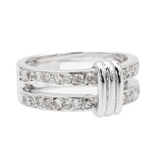 Bague 54 Bague en or blanc 18 carats pavée de diamants 58 Facettes 2624870CN