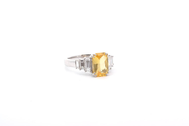Bague 50 Bague en platine saphir jaune 2 ct et diamants 58 Facettes 26305-26315