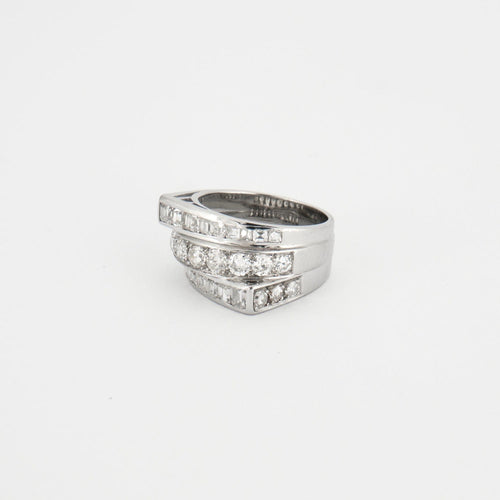 Bague 54 Bague Géométrique Diamants Platine 58 Facettes DV0307-1