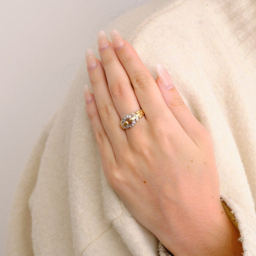 Bague 53 Bague géométrique or et diamants 58 Facettes DV0249-1