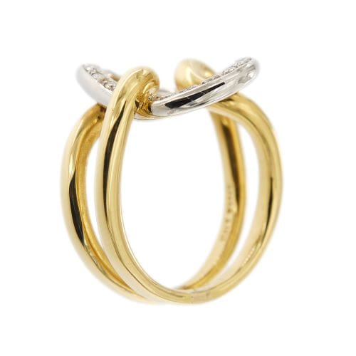 Bague 57 Double bague en or jaune et or blanc 18 ct avec diamants 58 Facettes 26410