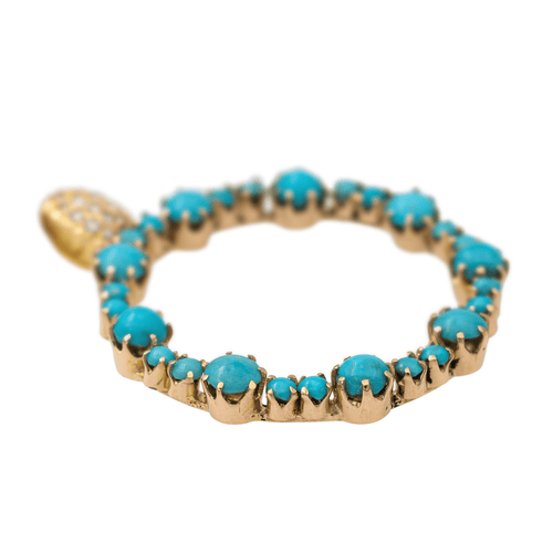 Pendentif Pendentif en or jaune 18 carats à turquoises et diamants 58 Facettes 2647007CN