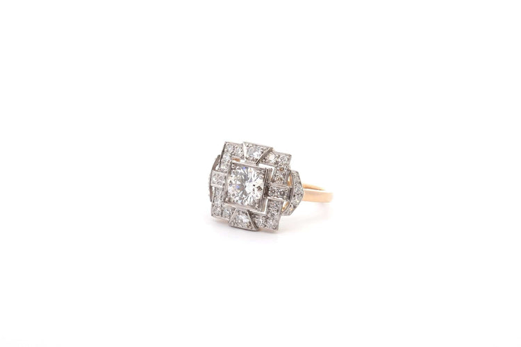 Bague 54 Bague Art déco en platine et or 18k avec diamants 1,06 ct 58 Facettes 26479-26559