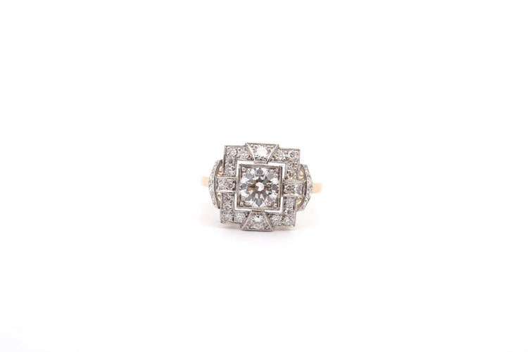 Bague 54 Bague Art déco en platine et or 18k avec diamants 1,06 ct 58 Facettes 26479-26559