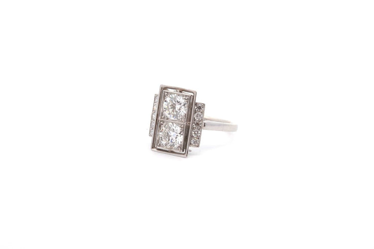 Bague 54 Bague vintage en platine et or 18k avec diamants 58 Facettes 26483-26556