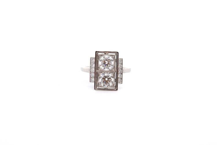 Bague 54 Bague vintage en platine et or 18k avec diamants 58 Facettes 26483-26556