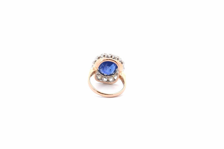 Bague 53.5 Bague saphir de Ceylan 6,44 ct et diamants en or jaune 18k 58 Facettes 26493-26341A