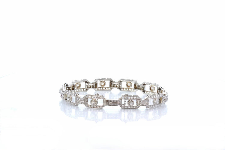 Bracelet Bracelet Art déco en or blanc 18k et diamants 58 Facettes 26595